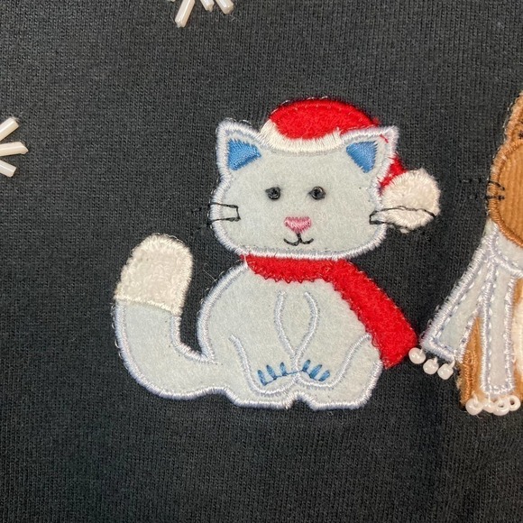 𝅺lemon Grass Studio Christmas Holiday Kitty Cat Long Sleeve T-Shirt Black Size S - Picture 9 of 12